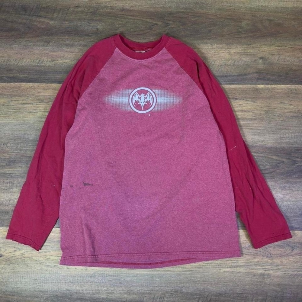 Bacardi Unisex Long Sleeve Raglan Tee No Tag Red Graphic